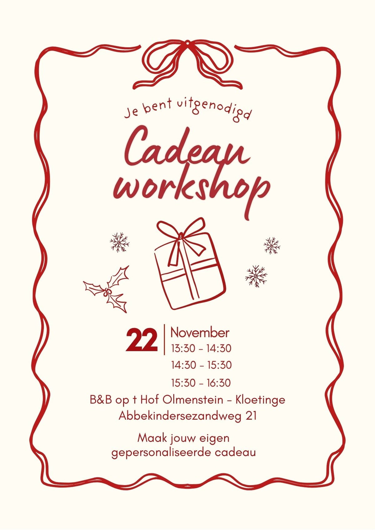 Cadeau workshop - Zondag 22 december
