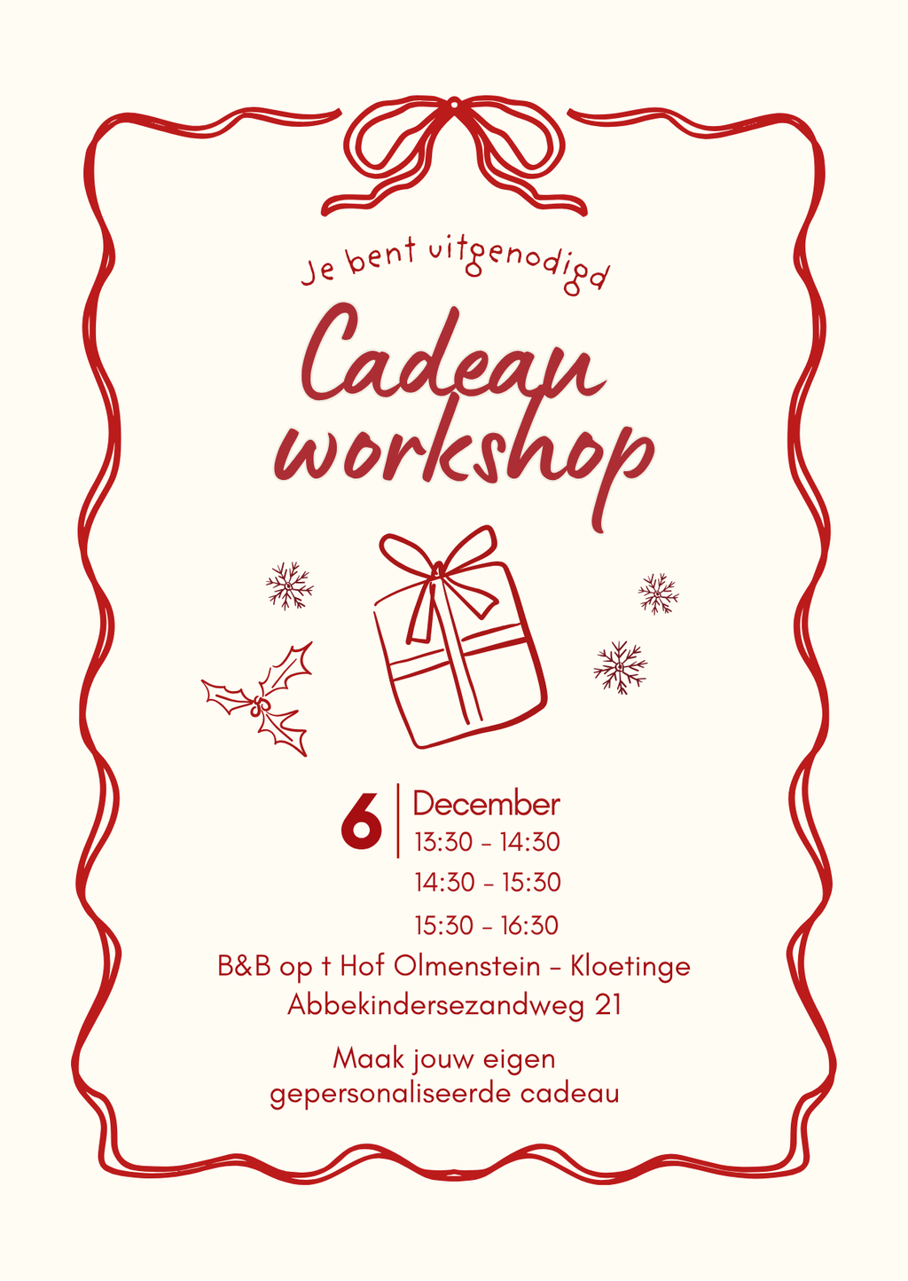 Cadeau workshop - Zondag 6 december