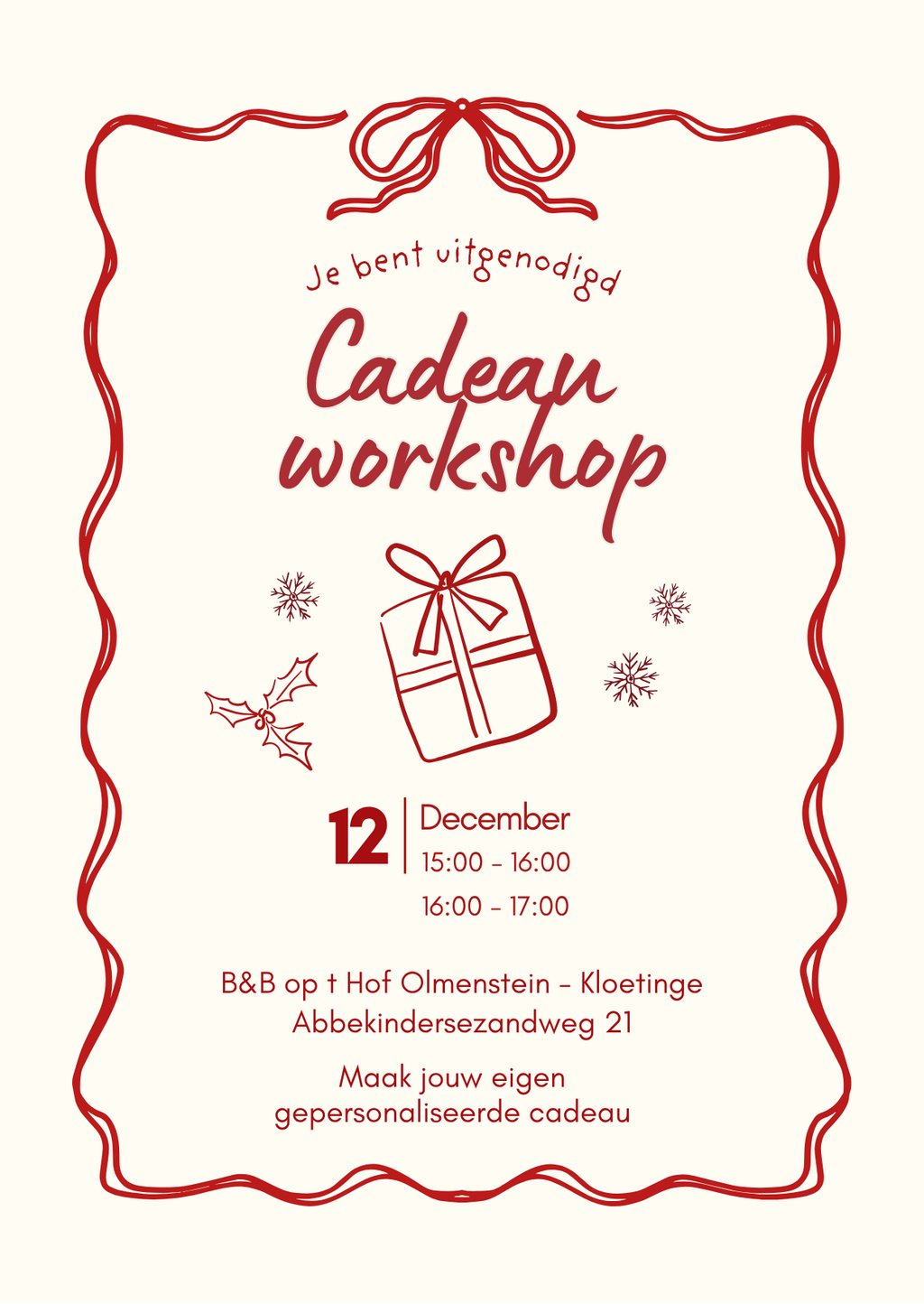 Cadeau workshop - Zaterdag 12 december