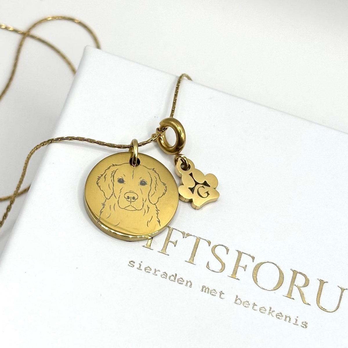 Combi - ketting huisdier + gegraveerd pootje