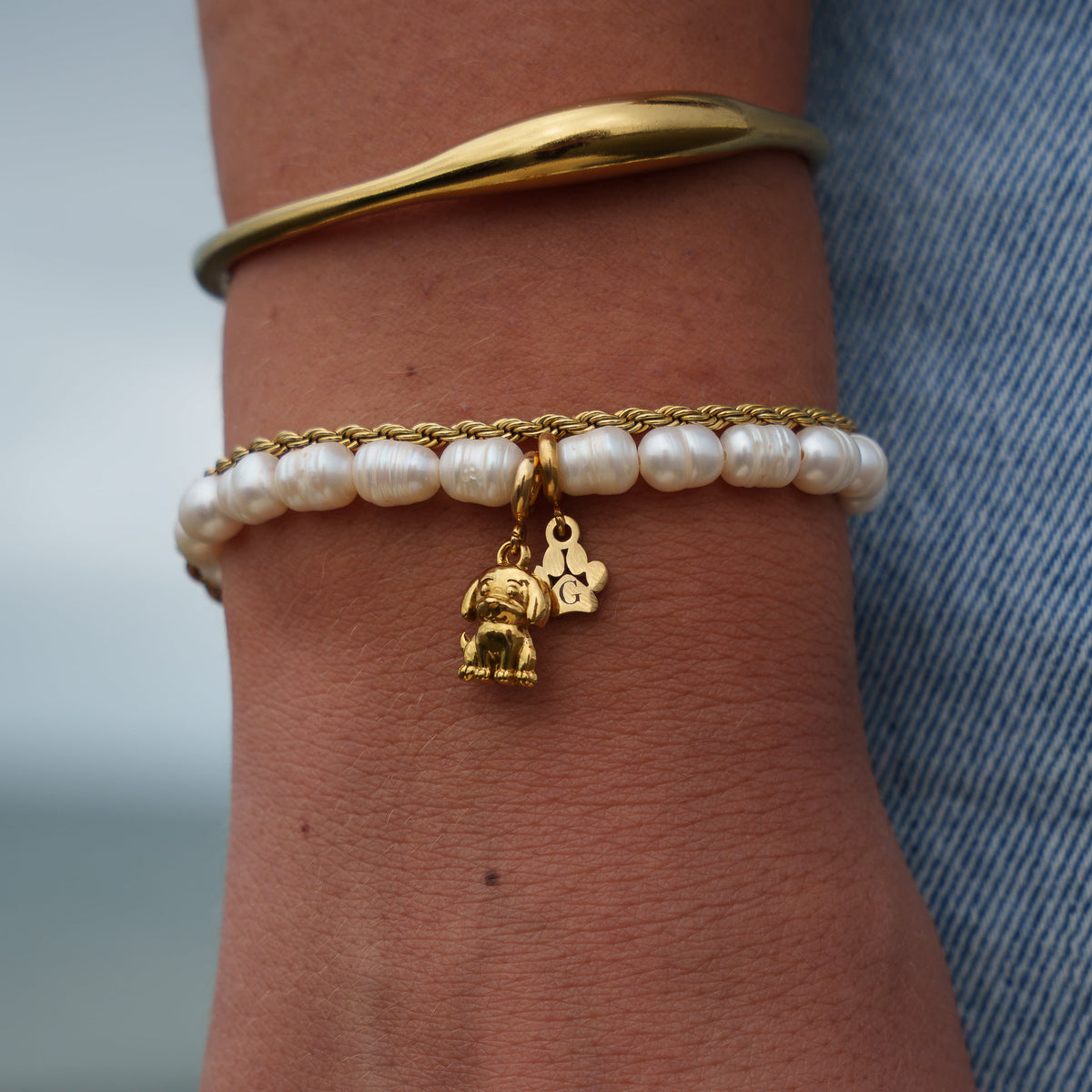 Parel armband met pootje