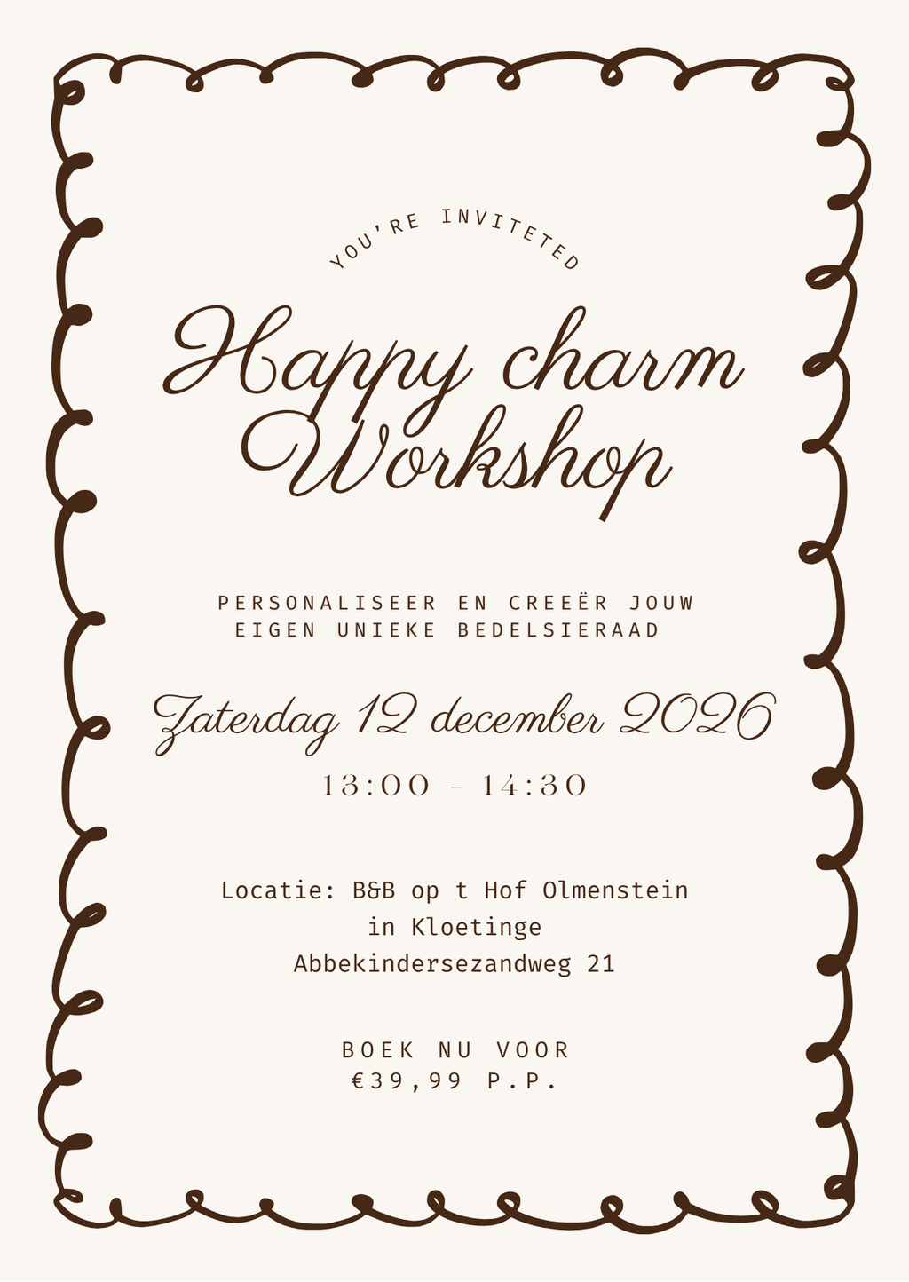 Happy charms workshop - Zaterdag 12 December